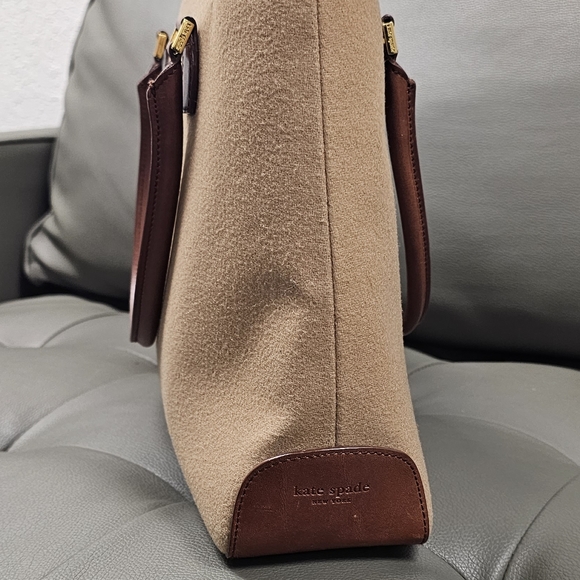 Fashion Tote Handbag Tan Brown Lined Stripe multi - Picture 3 of 12